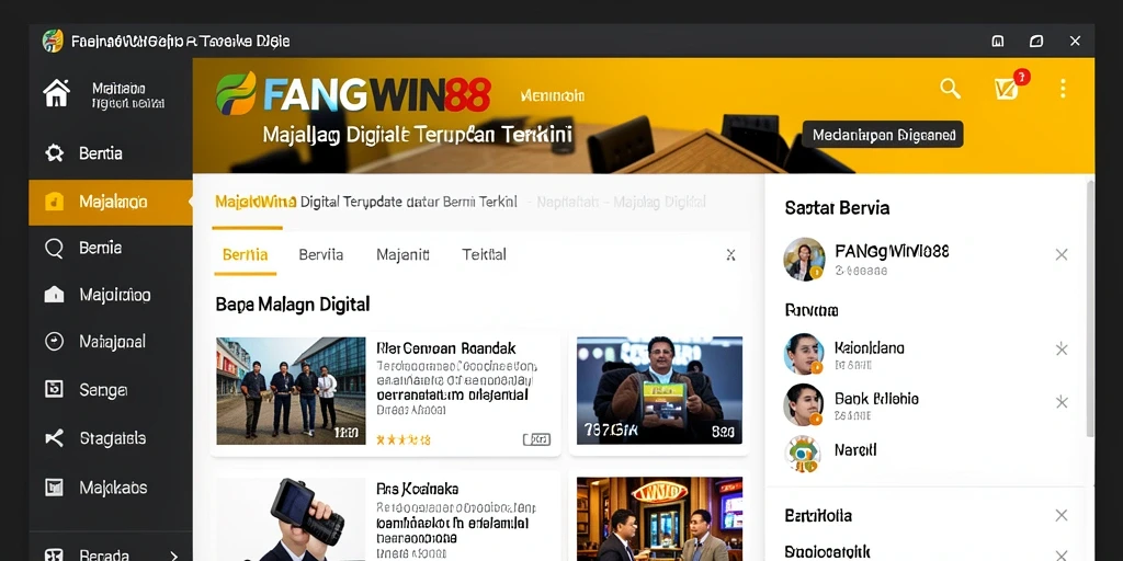 Antarmuka aplikasi FANGWIN88 menampilkan berita terbaru dan informasi mendalam.