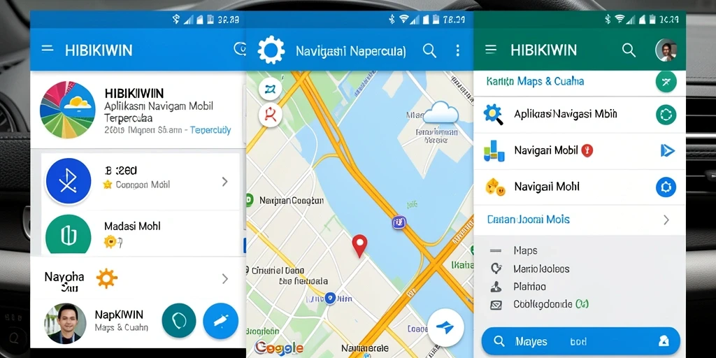 Tampilan antarmuka HIBIKIWIN dengan fitur navigasi mobil yang intuitif.