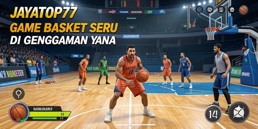Tampilan antarmuka JAYATOP77 saat bermain basket.