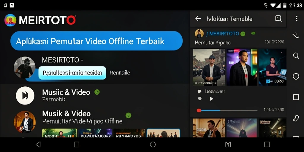 Antarmuka aplikasi MESIRTOTO yang mudah digunakan untuk Pemutar Video Offline.