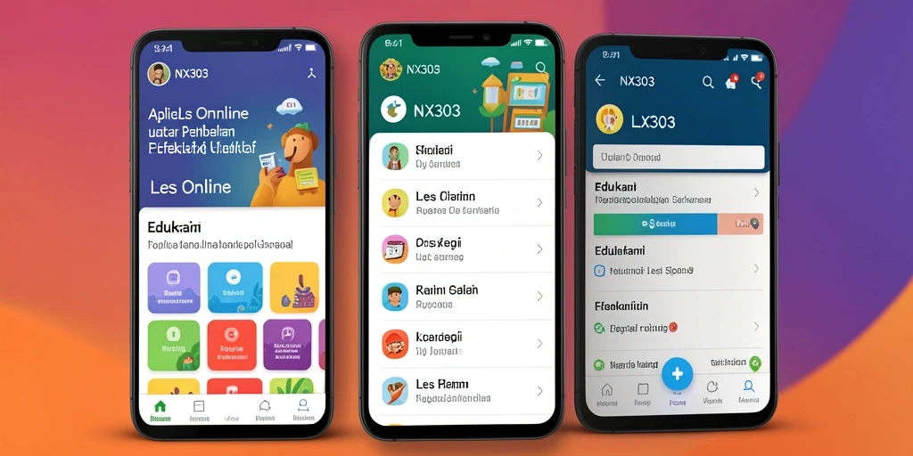 Tampilan antarmuka aplikasi Les Online NX303 yang interaktif dan menarik.