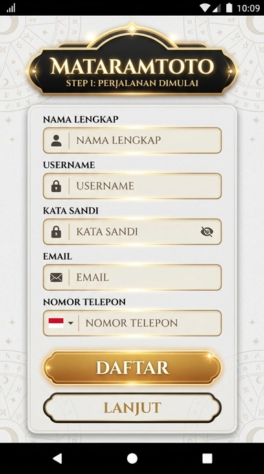 Tampilan halaman daftar mataramtoto